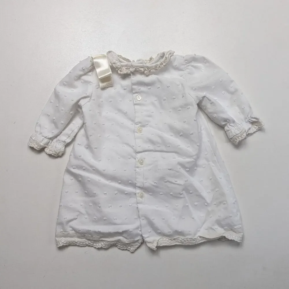 Luli & Me Dress Baby Girls Size 6m Cream Polka Dot